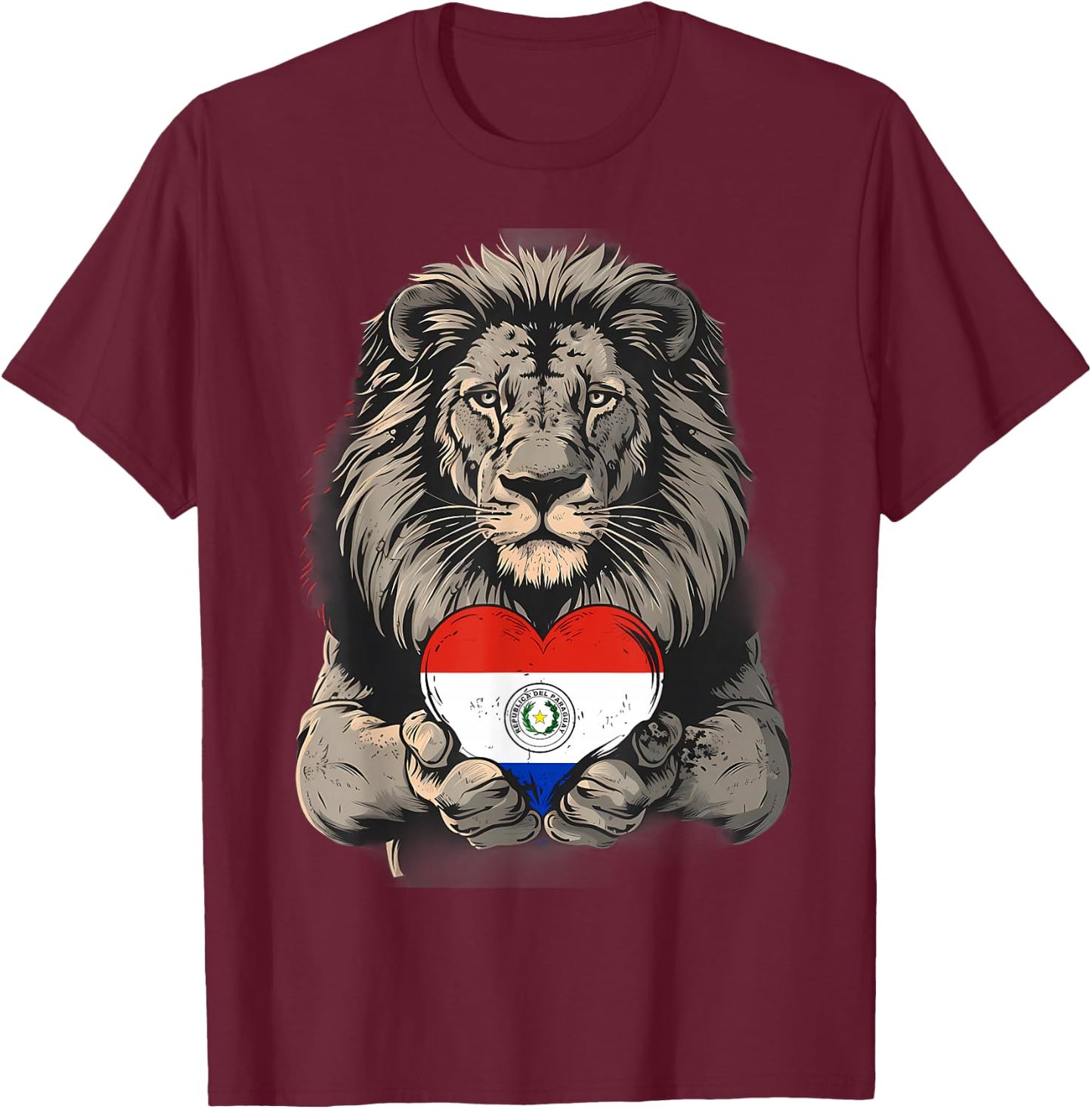 Paraguayan Pride Paraguayan Flag Lion Paraguay Heart T-Shirt - T-Shirt | Maroon