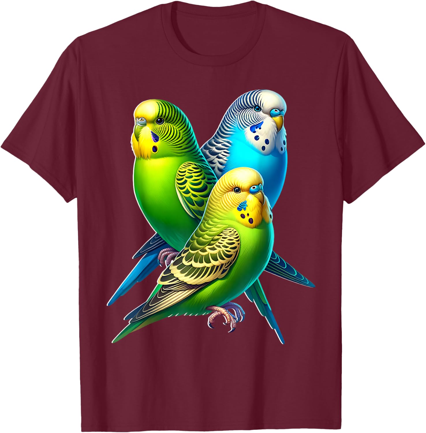 Funny Sayings Budgie , black T-Shirt - T-Shirt | Maroon