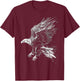 Eagle Drawing Animal Art Graphic Eagle , Black, S T-Shirt - T-Shirt | Maroon