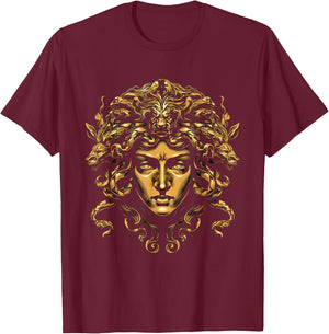 Medusa Head Greek Mythology Ancient Snake Hair T-Shirt - T-Shirt | Maroon