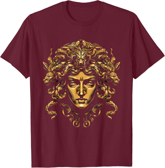 Medusa Head Greek Mythology Ancient Snake Hair T-Shirt - T-Shirt | Maroon