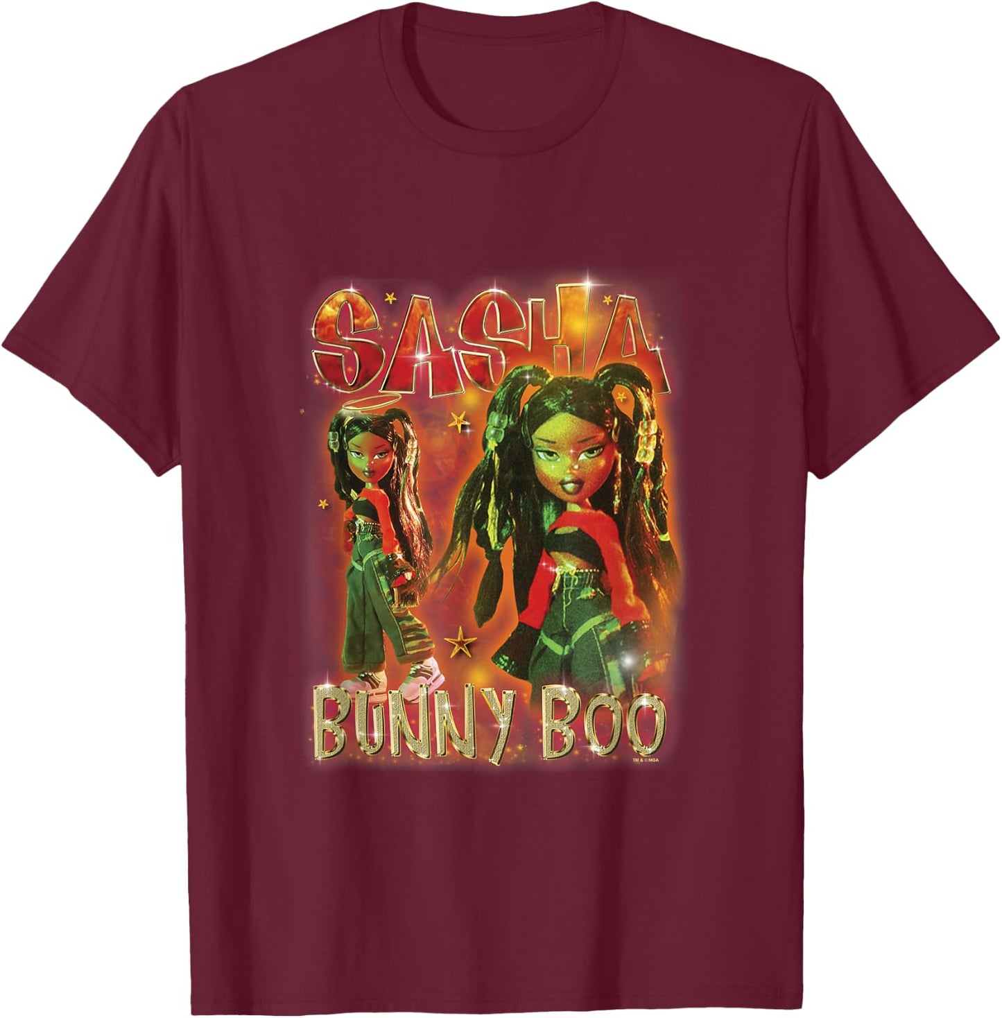 Bratz Sasha Bunny Boo Doll Spotlight Vintage Poster T-Shirt - T-Shirt | Maroon