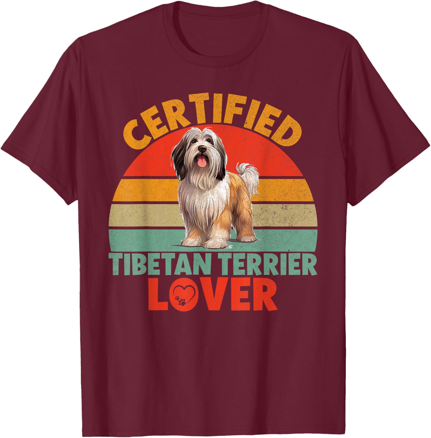 Certified Tibetan Terrier Lover T-Shirt - T-Shirt | Maroon