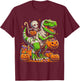 Halloween Funny T Rex Dinosaur Mummy Boys Trick Treat T-Shirt - T-Shirt | Maroon
