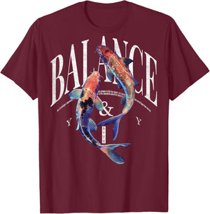 Vintage Graffiti Nishikigoi Fish Backprint Koi Carp , black T-Shirt - T-Shirt | Maroon