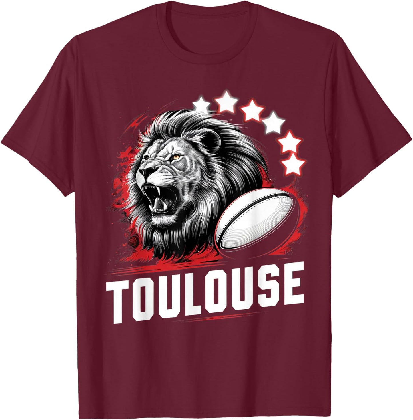 Toulouse Six Stars Supporter Toulouse Gift Humour T-Shirt - T-Shirt | Maroon