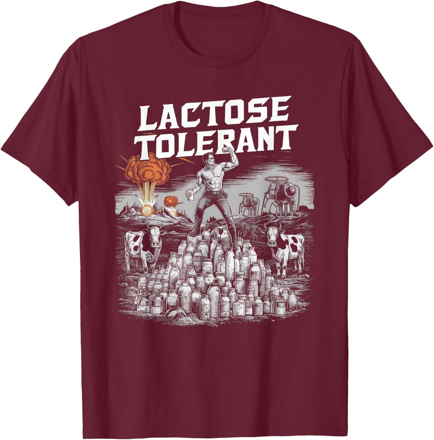 Lactose Tolerant Shirt Men Women Funny Meme Retro Pro-Dairy T-Shirt - T-Shirt | Maroon