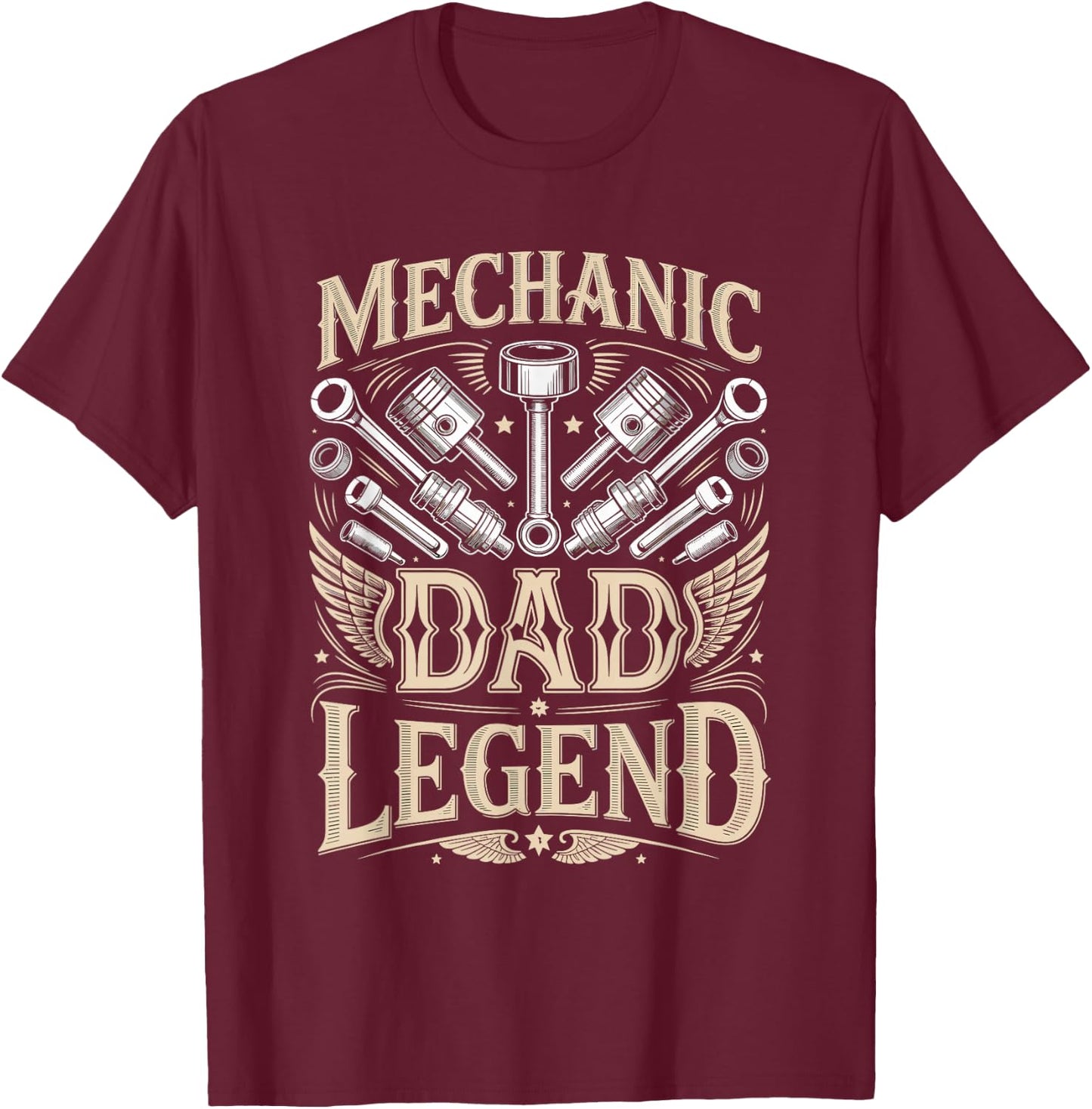 Mechanic Dad Legend Fathers Day Dad T-Shirt - T-Shirt | Maroon