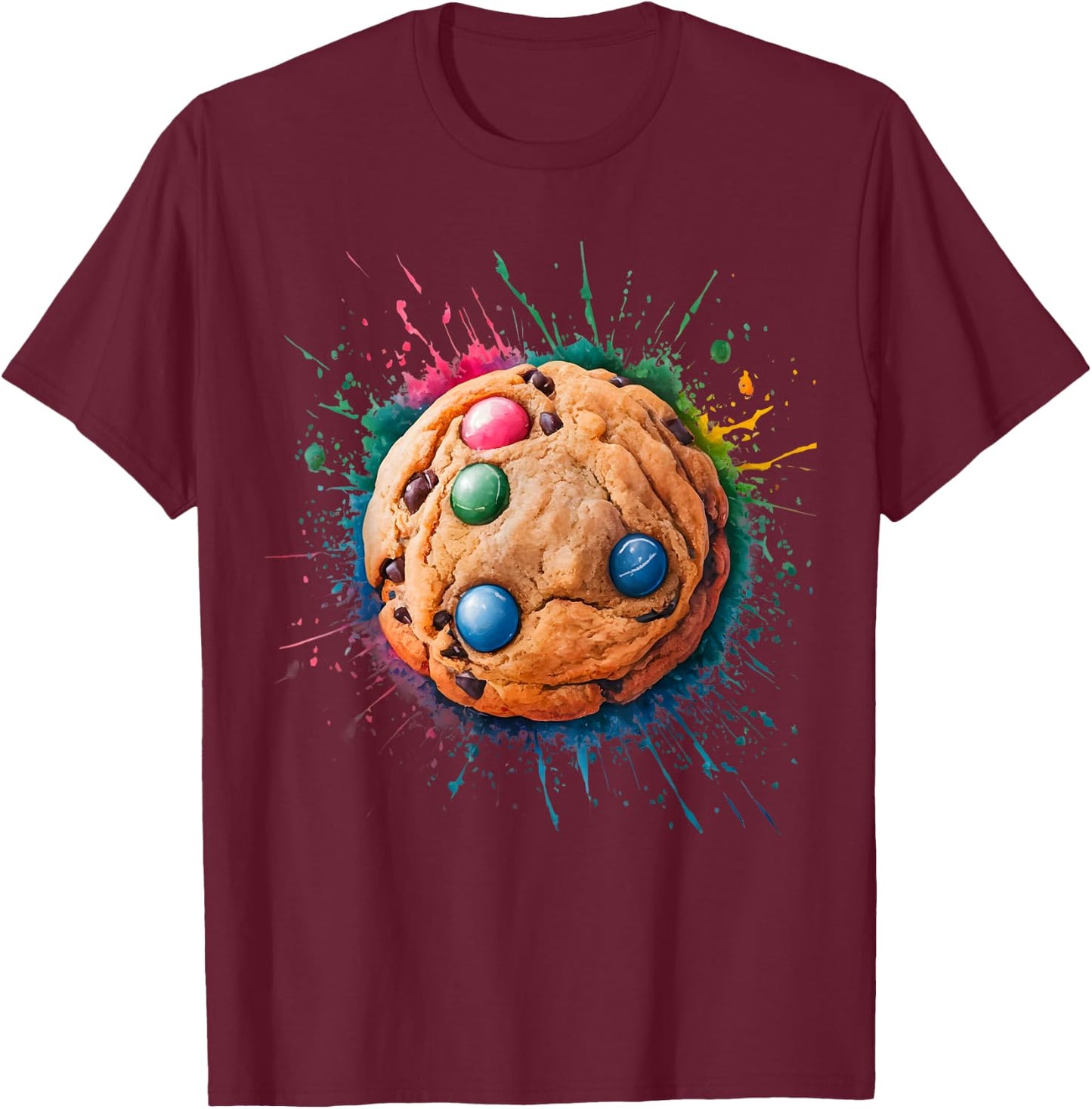 Baking Baker Men Woman Colorful Watercolor Cookie T-Shirt - T-Shirt | Maroon