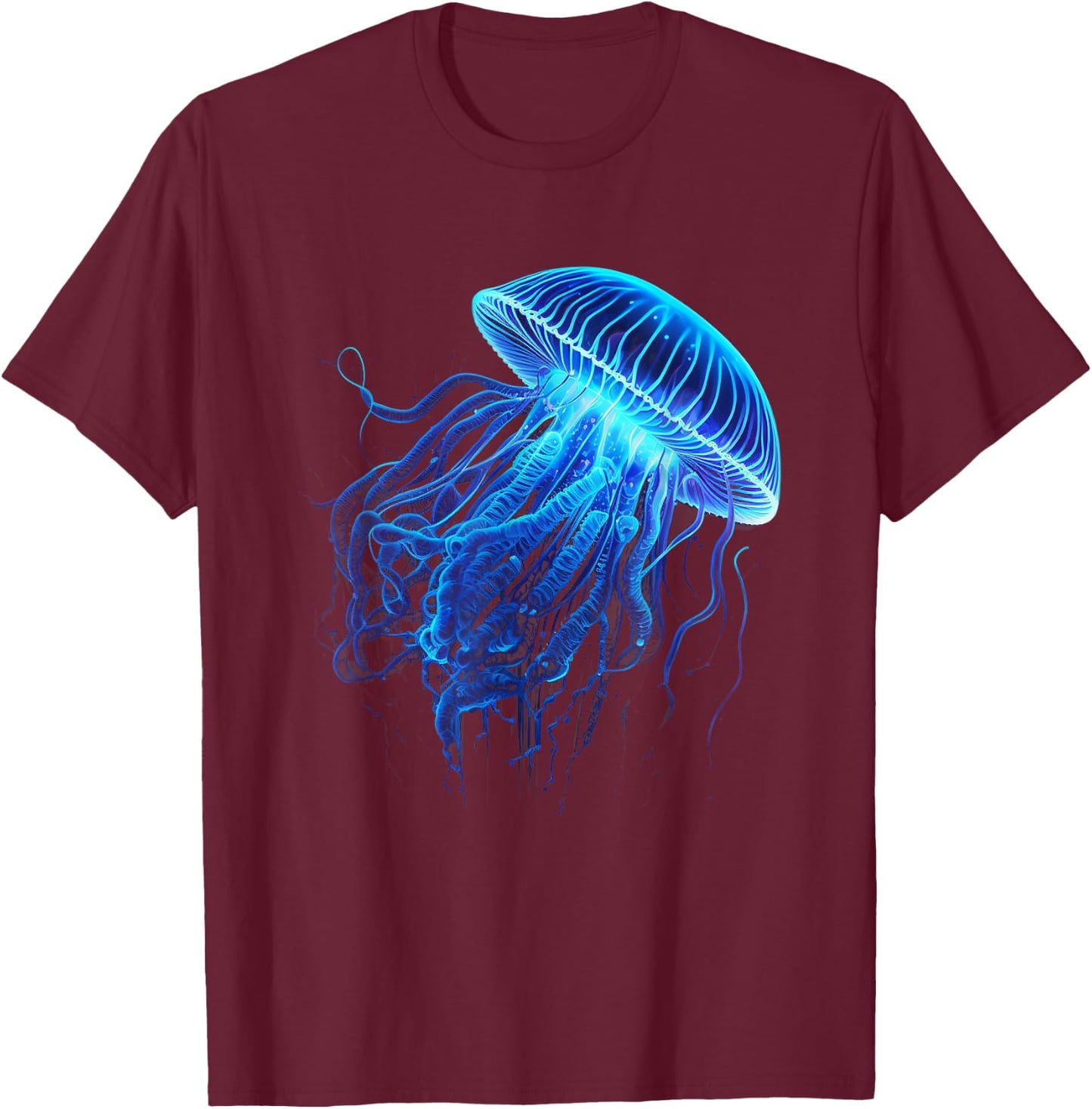 Blue sea jellyfish Medusa ear jellyfish sea creature T-Shirt - T-Shirt | Maroon