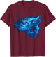 Galaxy Wolf Howling Graphic Electrical Blue Wolf Lovers T-Shirt - T-Shirt | Maroon