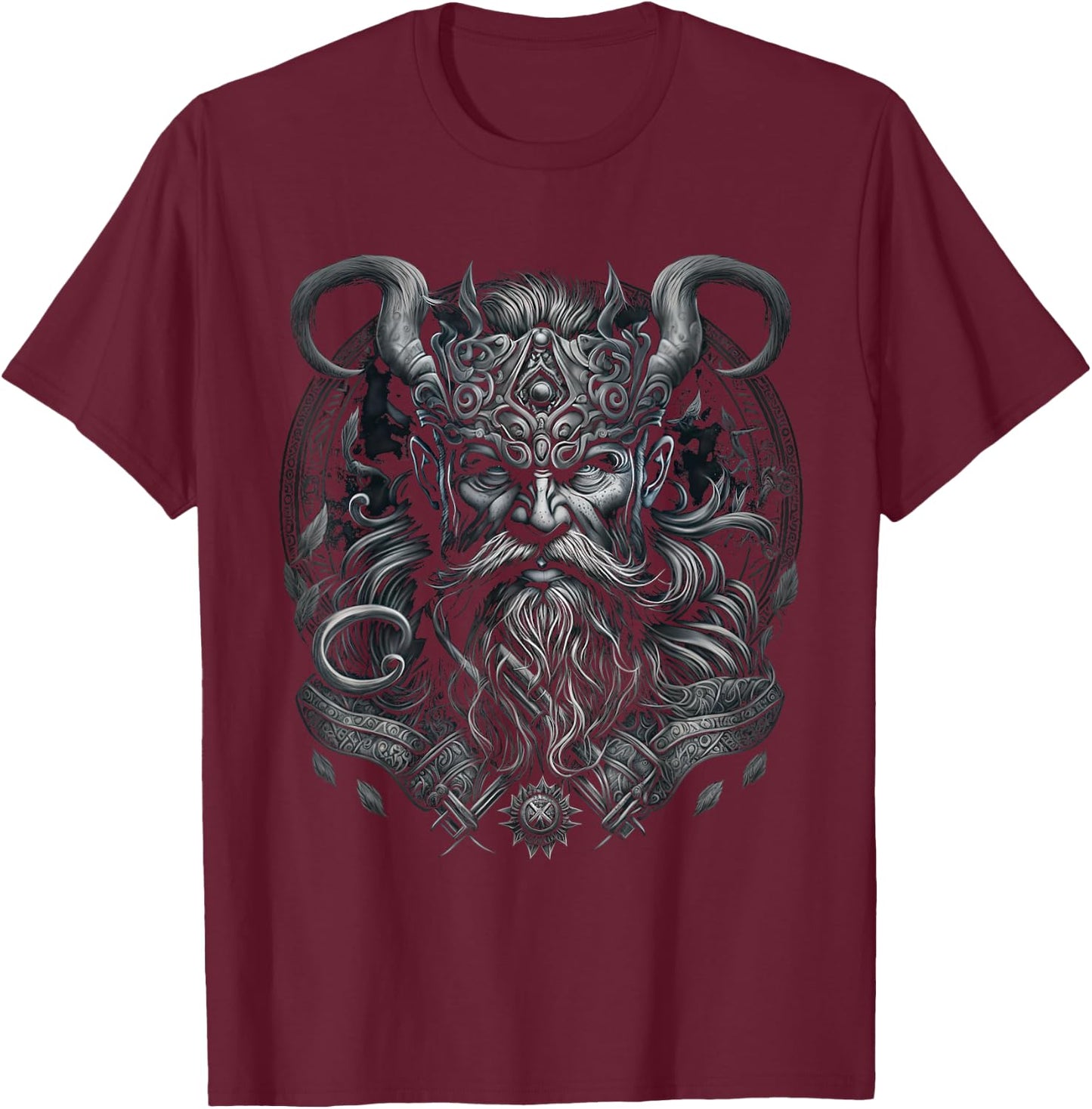 Odin King of the Vikings Valhalla Viking Mythology , black T-Shirt - T-Shirt | Maroon