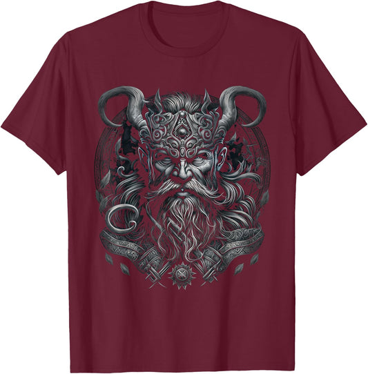 Odin King of the Vikings Valhalla Viking Mythology , black T-Shirt - T-Shirt | Maroon