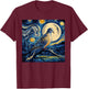 Mourning Dove Bird Lover Starry Night Van Gogh Bird Watchers T-Shirt - T-Shirt | Maroon