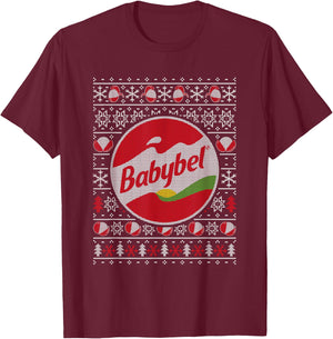 Babybel Christmas Knitting Pattern , Black, S T-Shirt - T-Shirt | Maroon