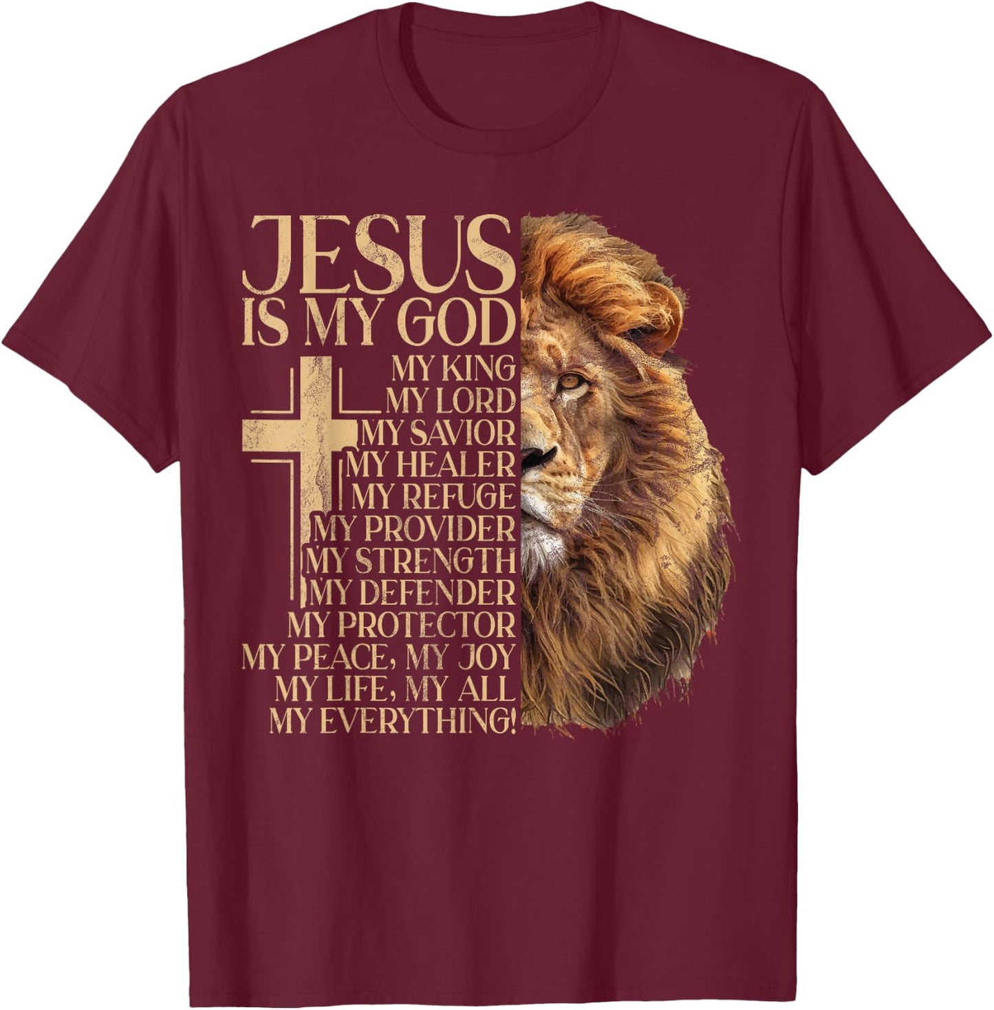 Adult - Black - Small - Short Sleeve - Classic - - Polyester 100% - Religious Symbol Design - Christians T-Shirt - T-Shirt | Maroon