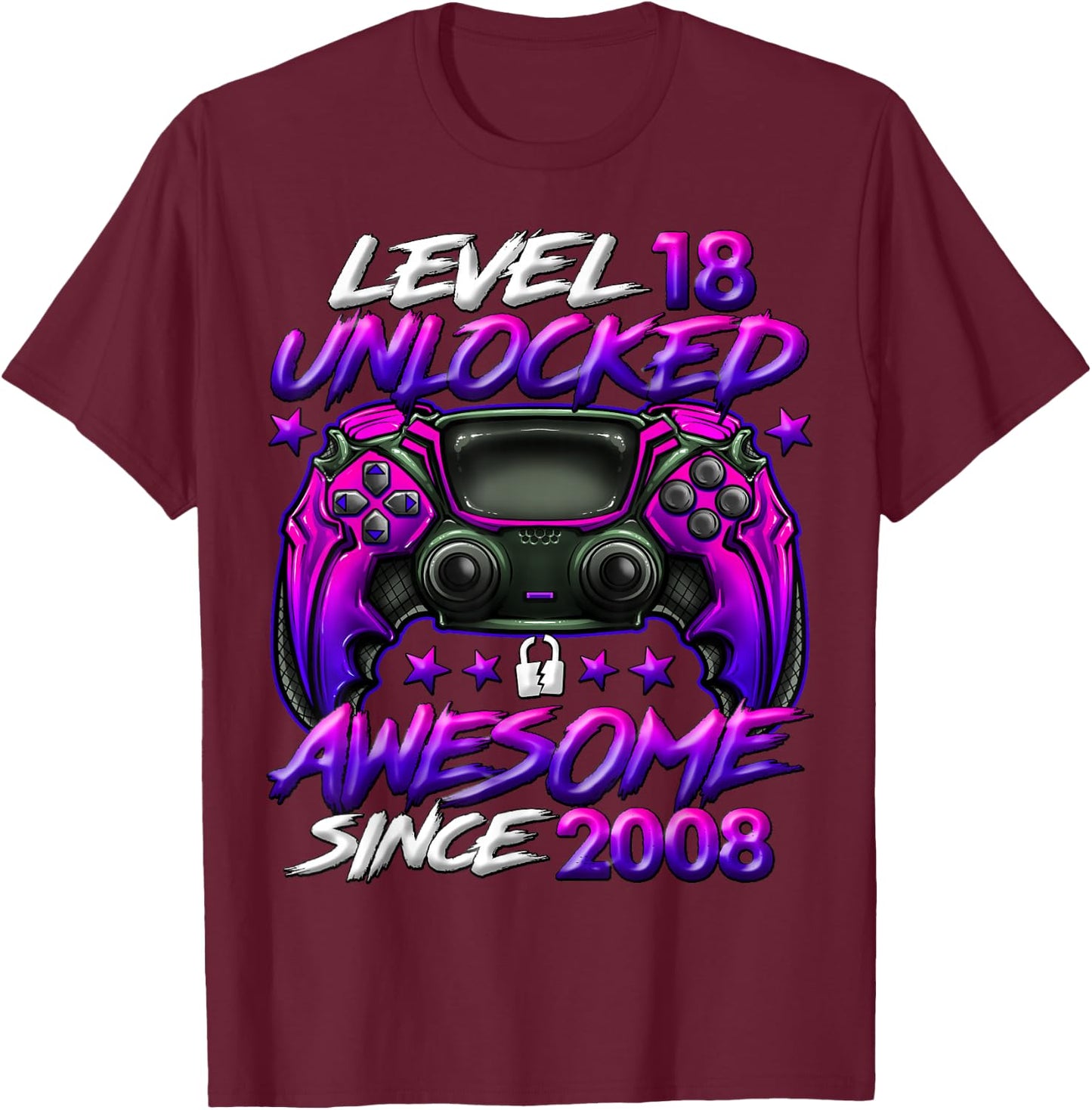 Level 18 Unlocked 18 Year Old Gifts Boys 18th Birthday Boy T-Shirt - T-Shirt | Maroon
