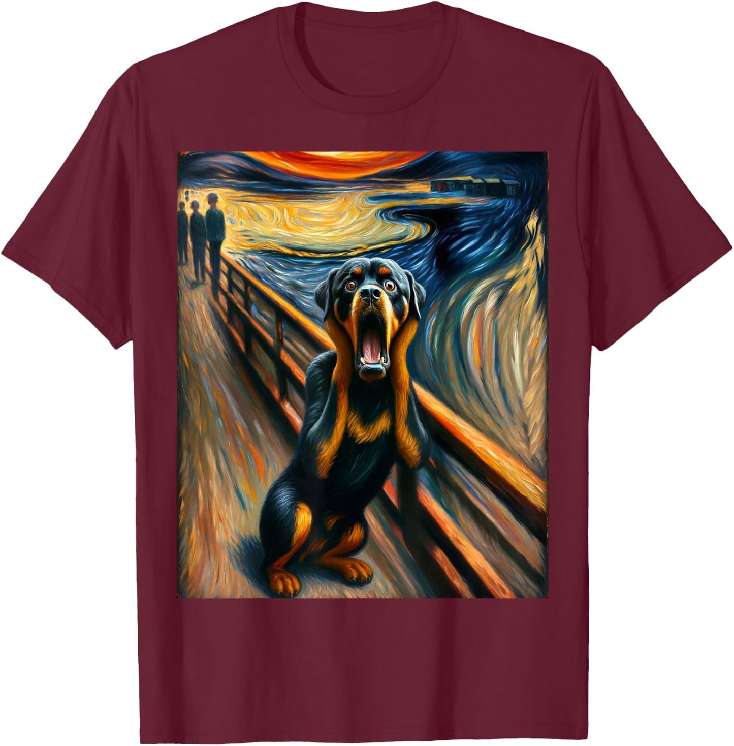 Expressionist Artsy Rottweiler Dog | Artistic Rottweiler T-Shirt - T-Shirt | Maroon