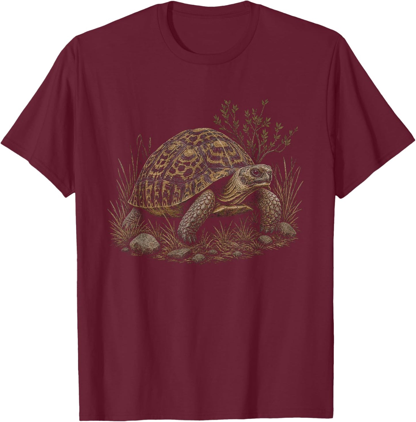 Leopard Tortoise Graphic Artwork Design T-Shirt - T-Shirt | Maroon