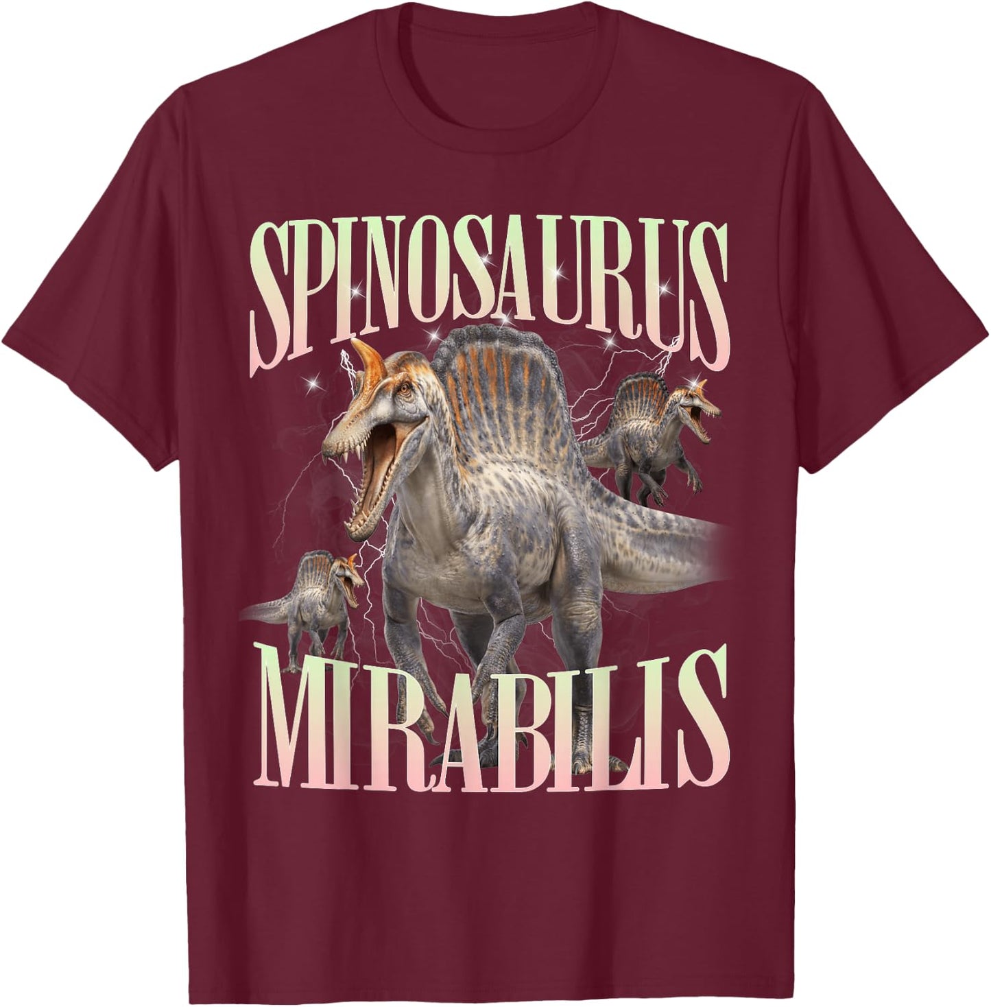 Roaring Spinosaurus Mirabilis Prehistoric Dinosaur T-Shirt - T-Shirt | Maroon