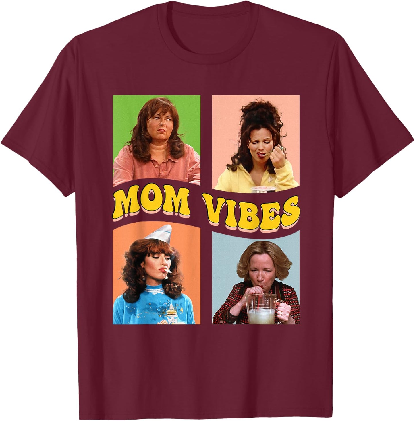Retro Nineties Mom Vibes Vintage Mother's Day Women's Shirt , black T-Shirt - T-Shirt | Maroon