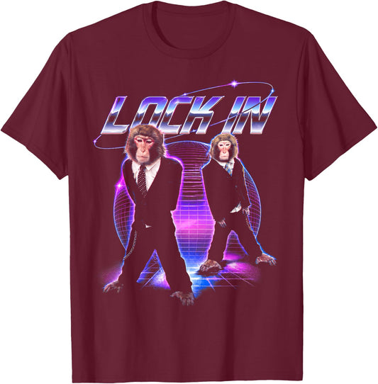 Funny Monkey Meme Y2K Cyberpunk T-Shirt - T-Shirt | Maroon