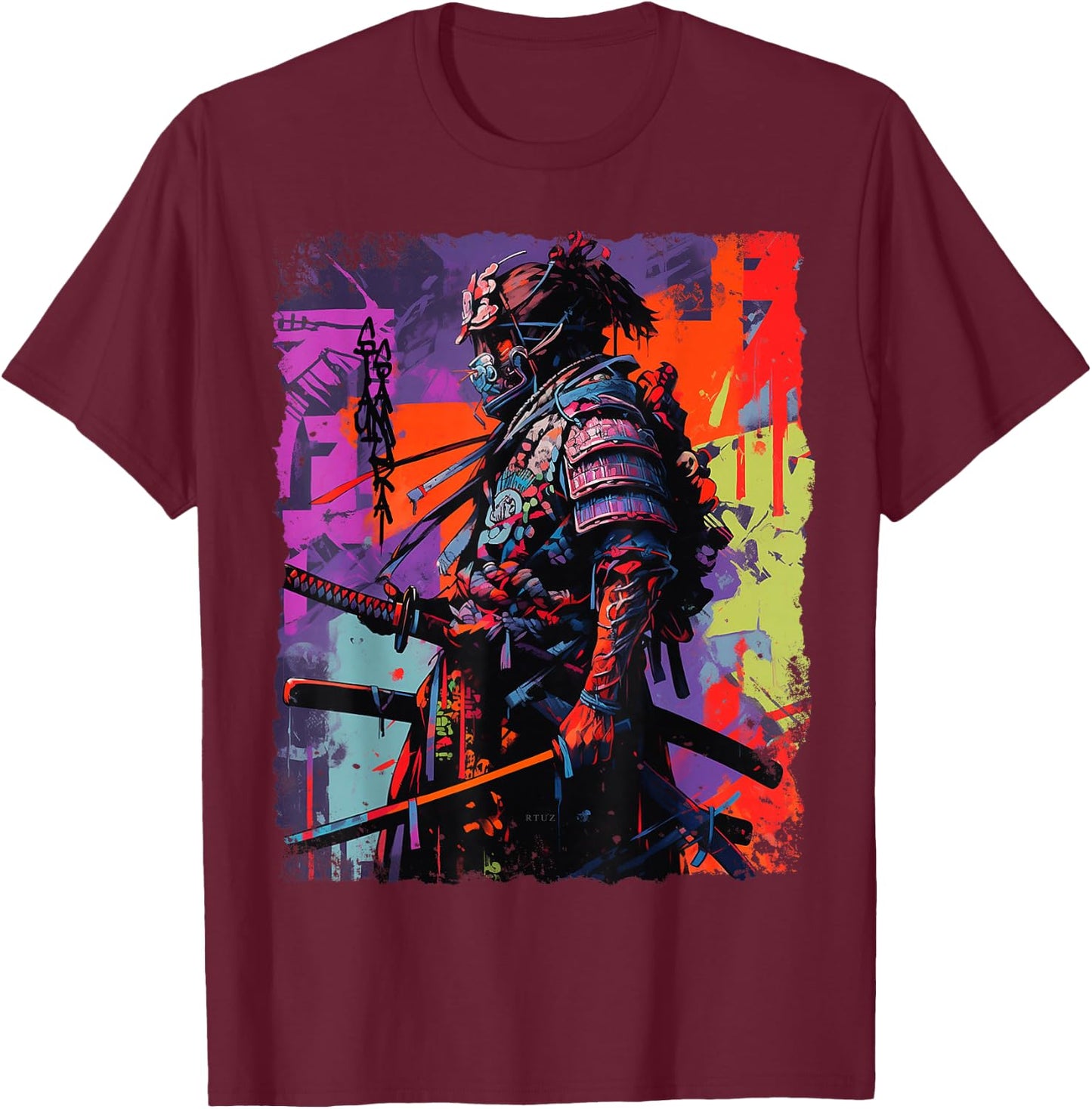 Hip Hop Y2K Vintage Hipster Edgy Urban Streetwear Samurai T-Shirt - T-Shirt | Maroon