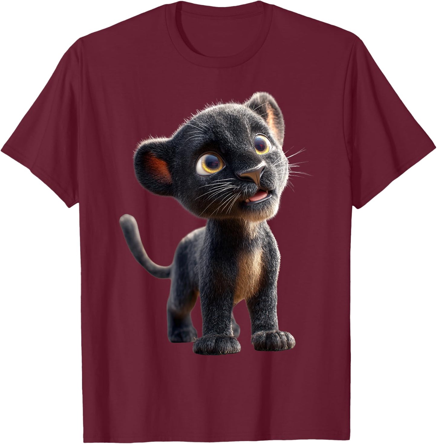 Panther Leopard Fawn Sweet Big Cat Panther Leopards T-Shirt - T-Shirt | Maroon