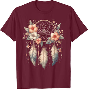 Symbole attrape-rêves cool dans le style art floral de Noël T-Shirt - T-Shirt | Maroon