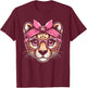 Cheetah Pink Bandana Glasses T-Shirt - T-Shirt | Maroon