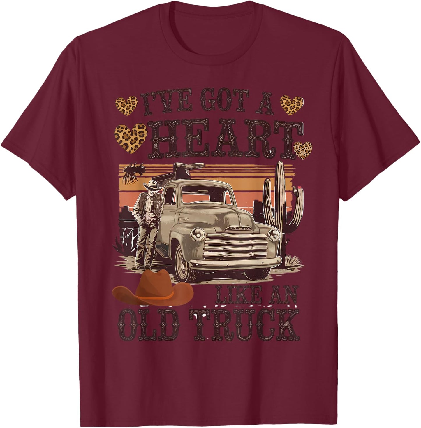 Heart Like an Old Truck - Vintage Western T-Shirt - T-Shirt | Maroon