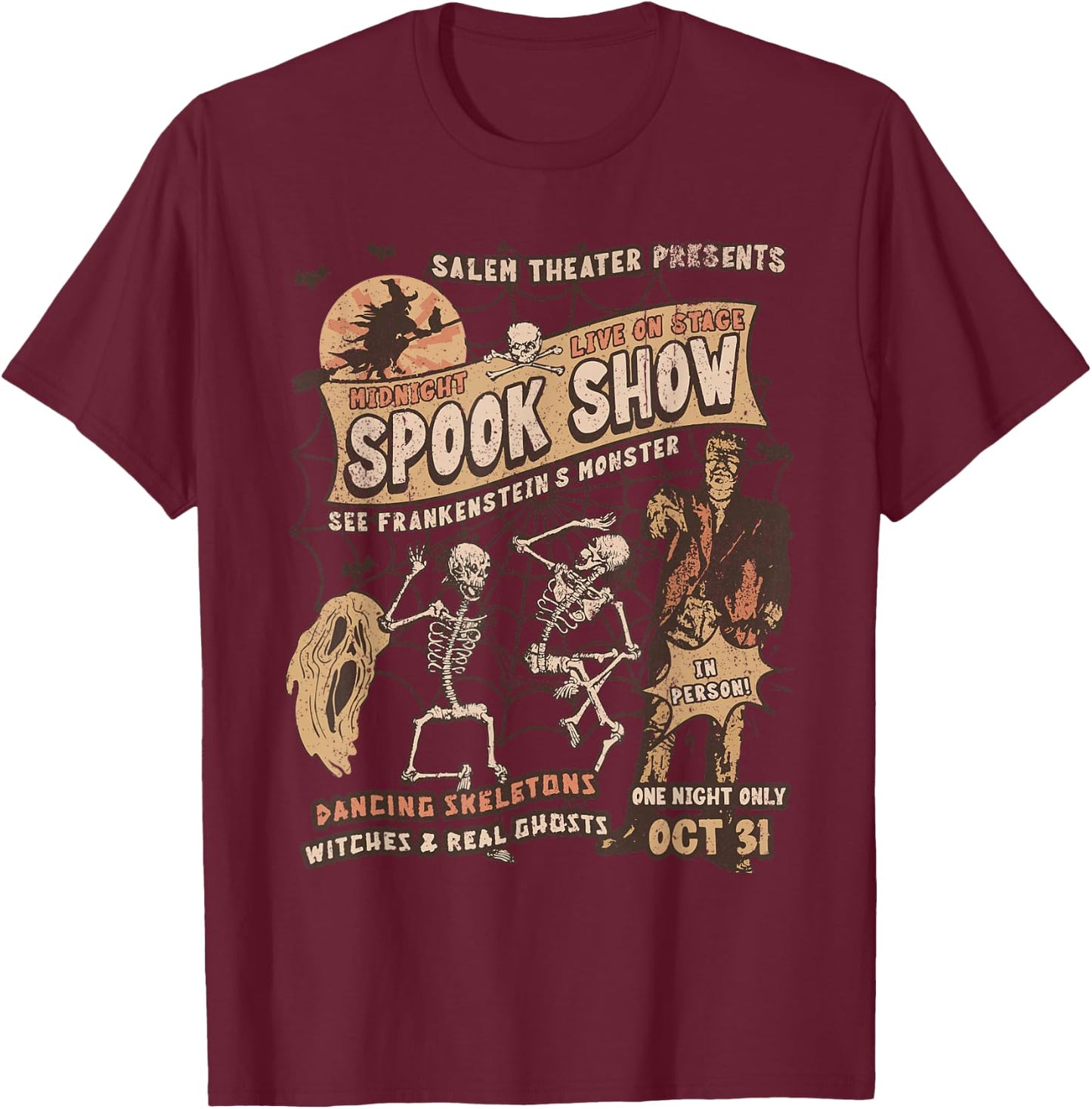 Punk Rock Monster Mummy Horror Movie Fan Halloween Ghosts T-Shirt - T-Shirt | Maroon