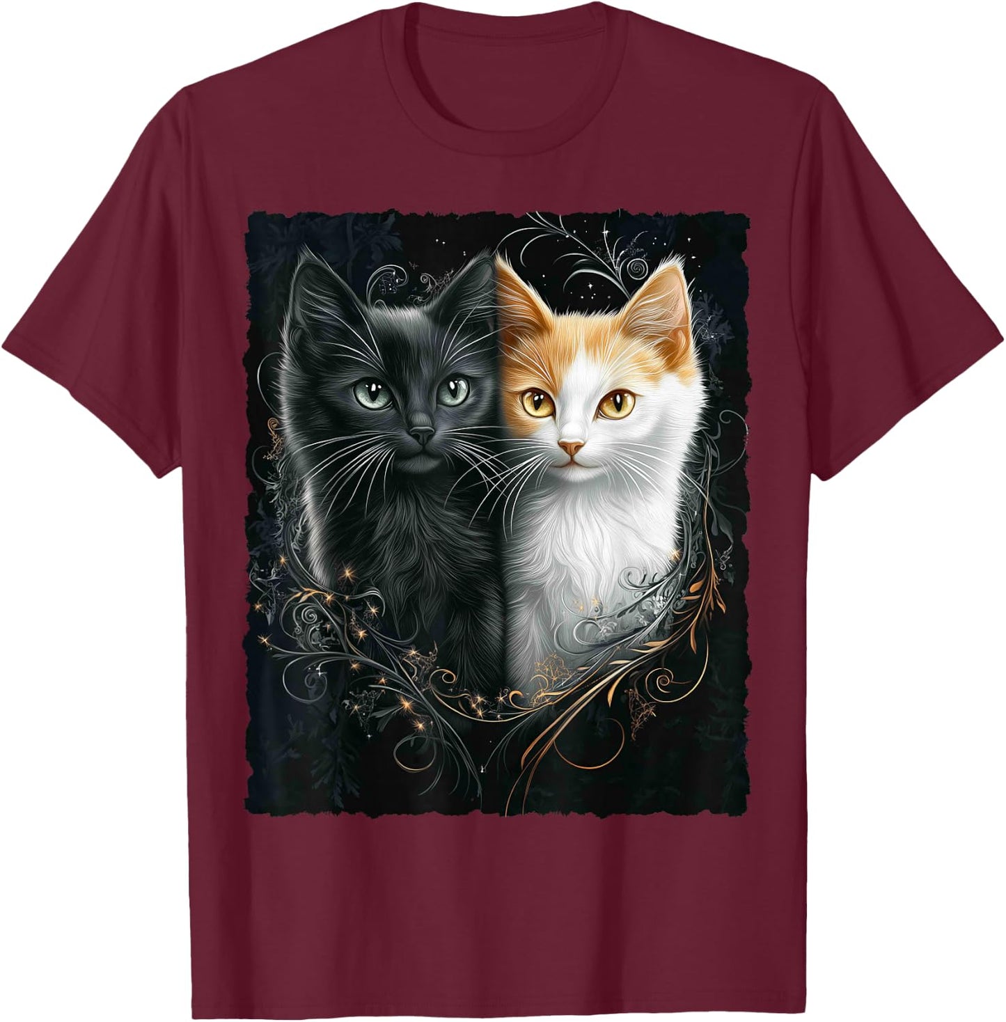 Süße magische Katze Kätzchen Kitten Fantasy Kunst T-Shirt - T-Shirt | Maroon