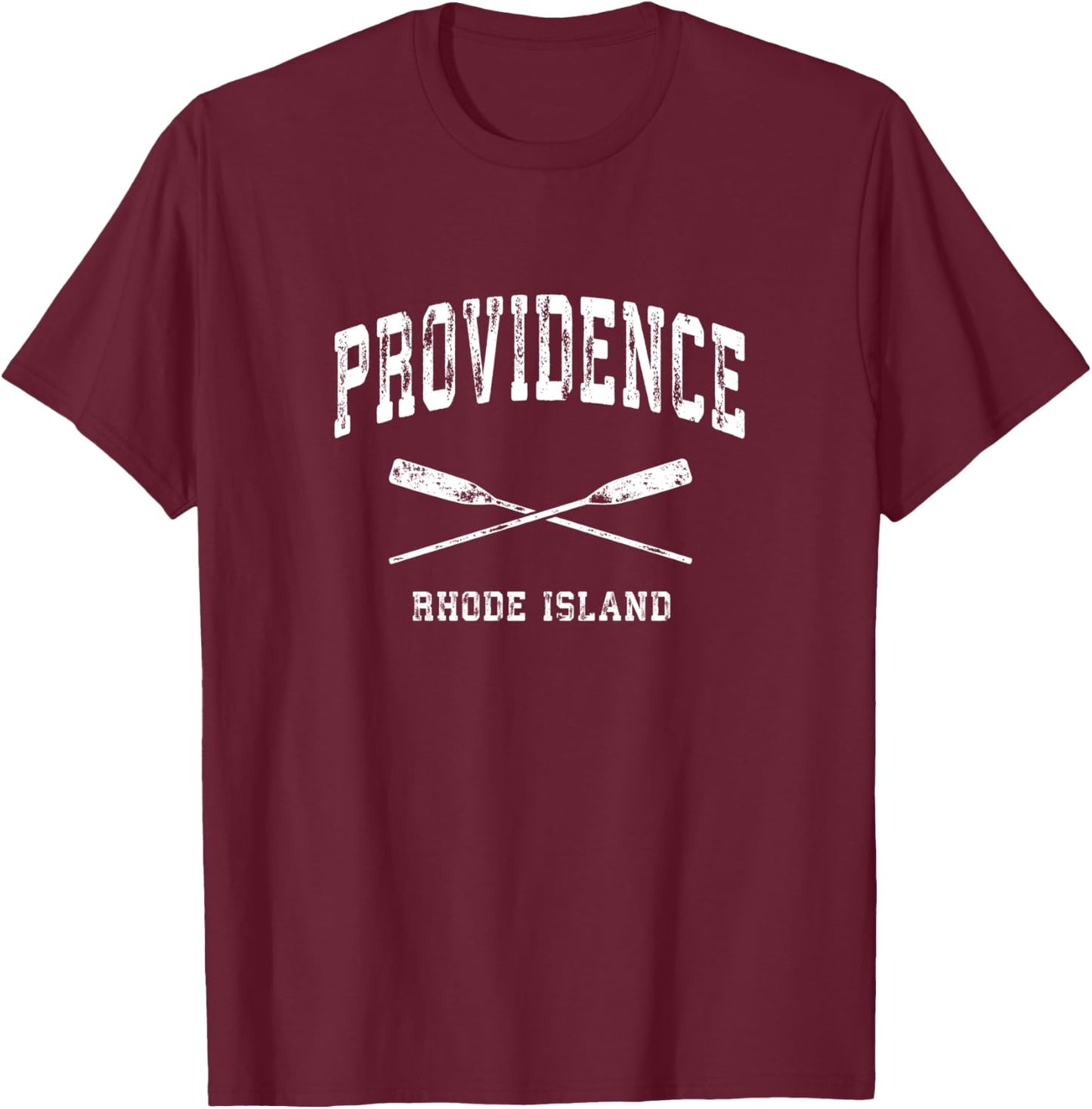 Providence Rhode Island Vintage Nautical Crossed Oars T-Shirt - T-Shirt | Maroon