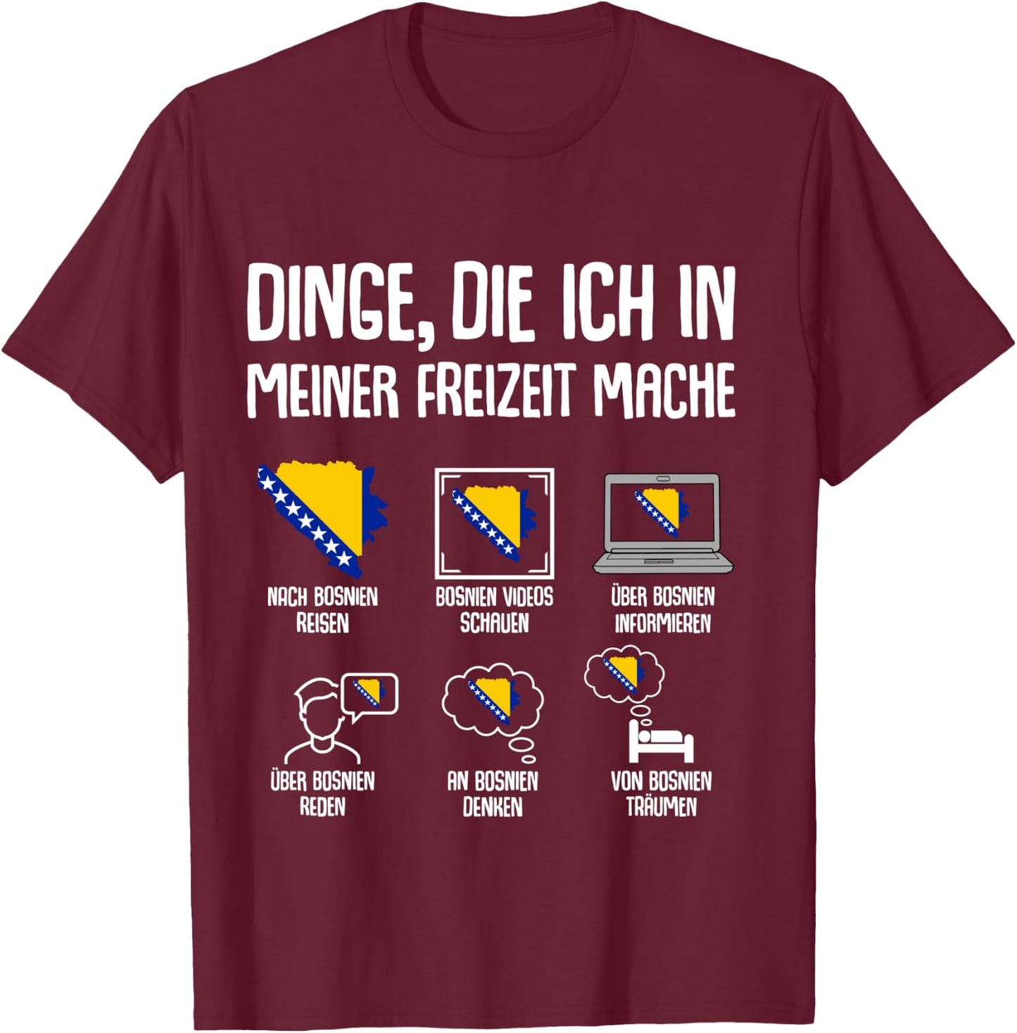 Bosnien Reise Damen Herren Kinder Langarmshirt T-Shirt - T-Shirt | Maroon