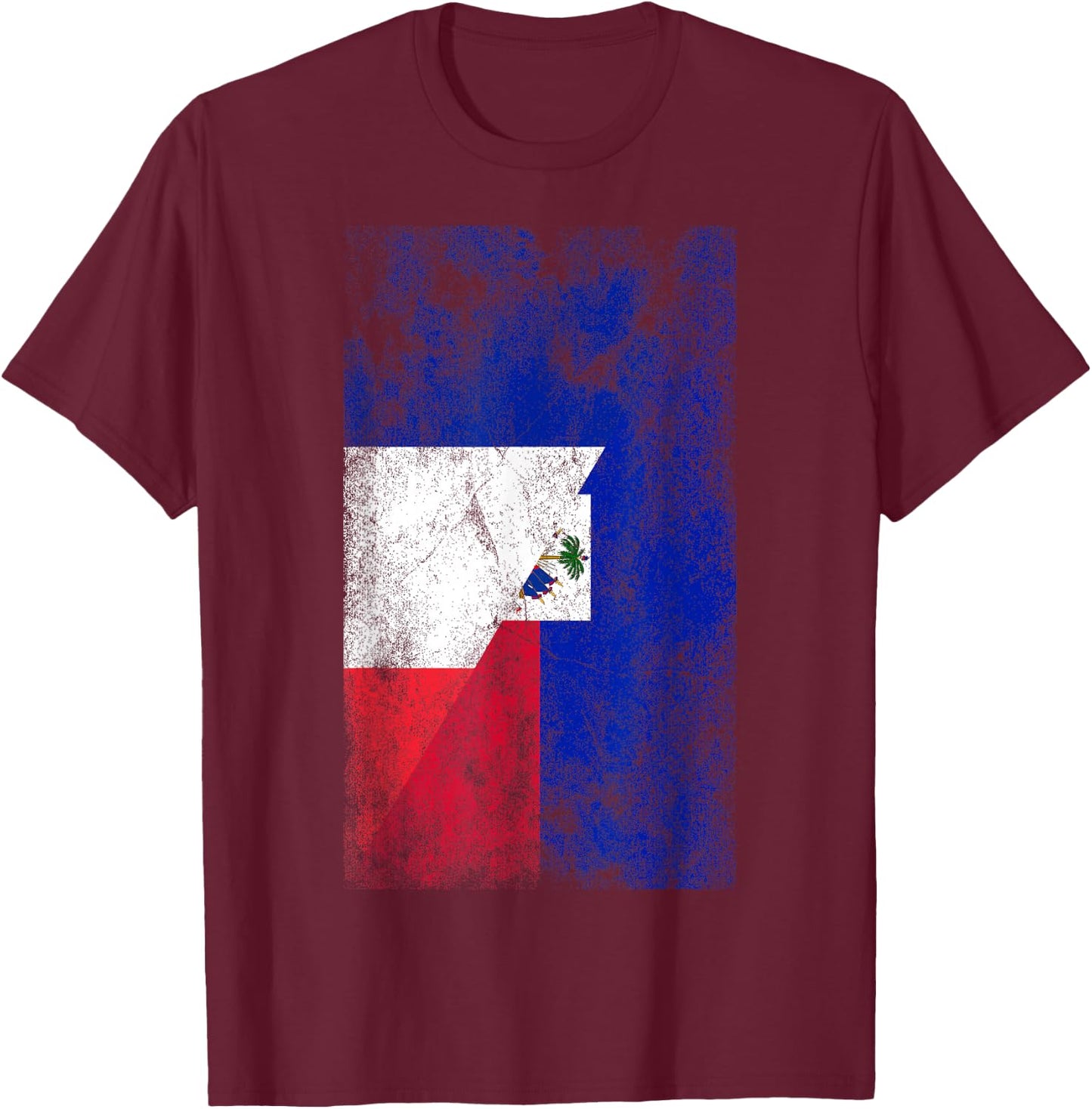 Flags France Haiti - French Haitian , Black, S T-Shirt - T-Shirt | Maroon