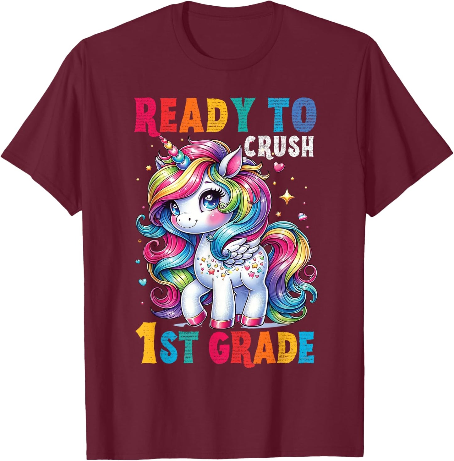 Student Unicorn Ready back to School crush 1st grade Girls T-Shirt - T-Shirt | Maroon