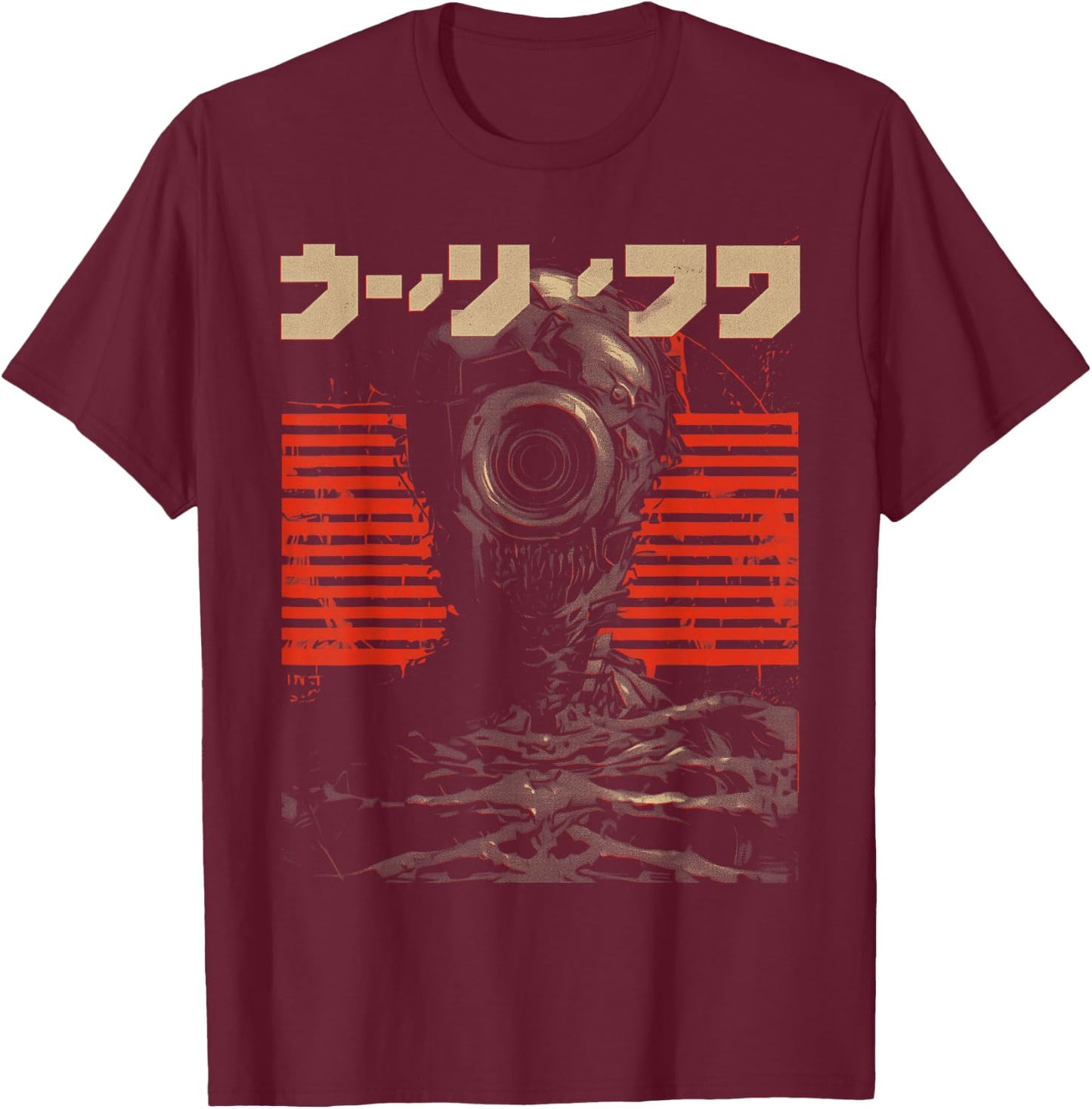 Futuristic Techwear Japanese Cyberpunk Harajuku Horror Punk , black T-Shirt - T-Shirt | Maroon