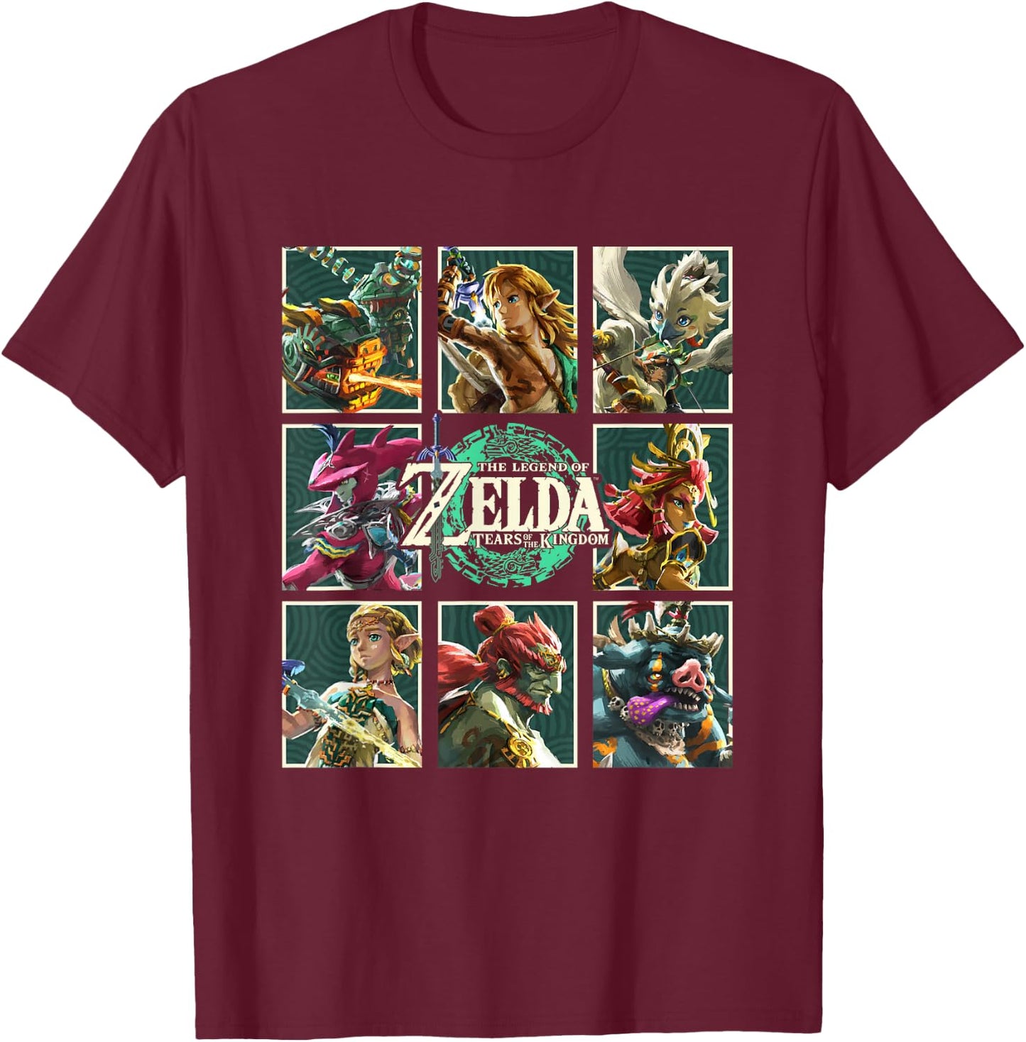 The Legend of Zelda Tears of The Kingdom Character Boxes T-Shirt - T-Shirt | Maroon