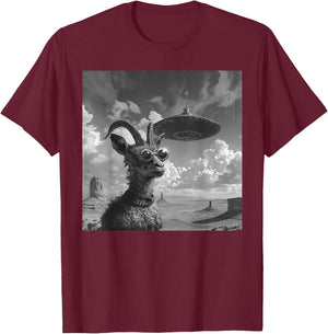 Ziegenbock mit UFO, Alien, lustiges Ziegenbock T-Shirt - T-Shirt | Maroon