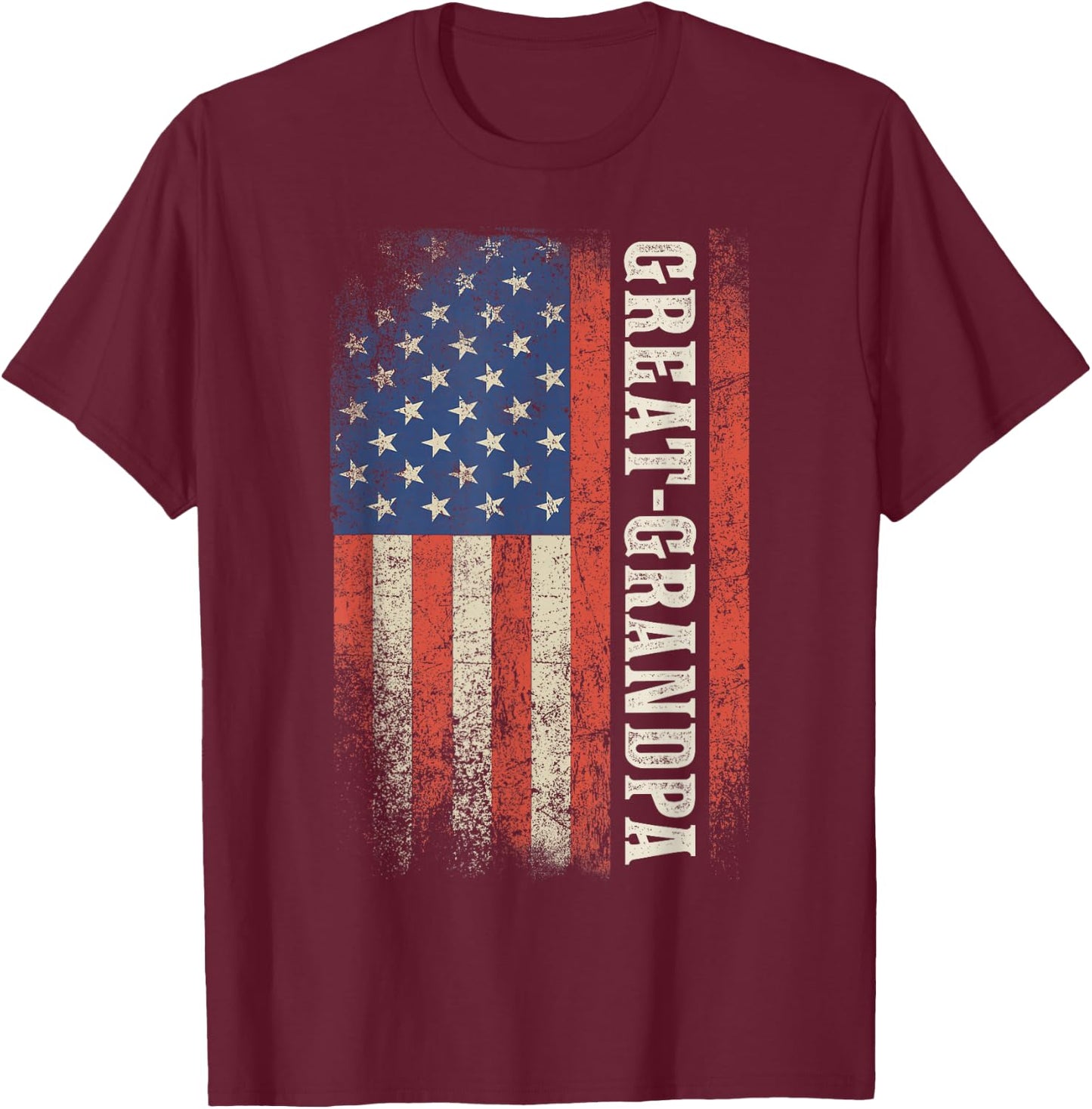 Great Grandpa American Flag Patriotic USA Vintage T-Shirt - T-Shirt | Maroon