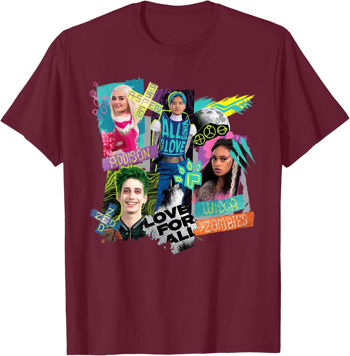 Disney Channel Zombies 3 Love for All, All Kinds of Love T-Shirt - T-Shirt | Maroon
