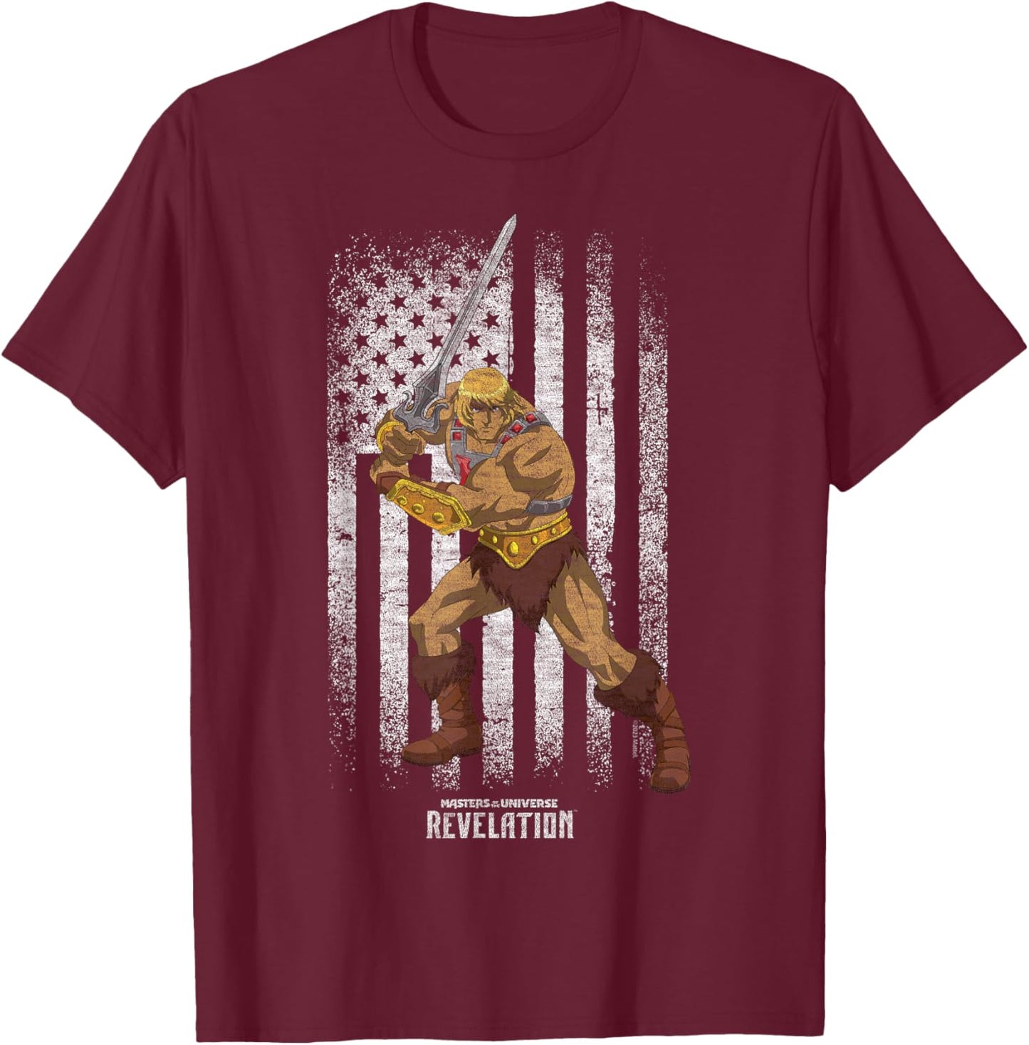 Masters Of The Universe He-Man Distressed Flag , black T-Shirt - T-Shirt | Maroon