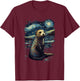 Otter Starry Night T-Shirt - T-Shirt | Maroon