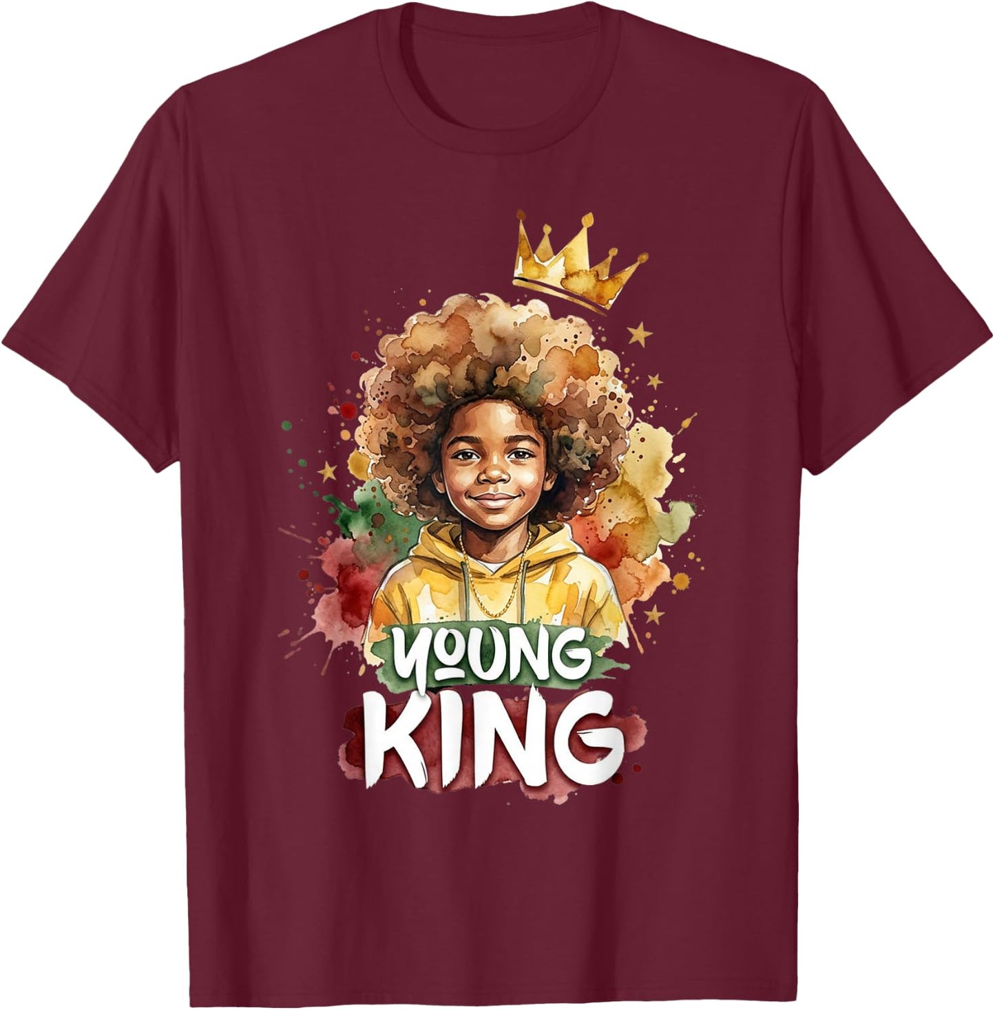 Black Young King Black History Month Juneteenth Kids Boys T-Shirt - T-Shirt | Maroon