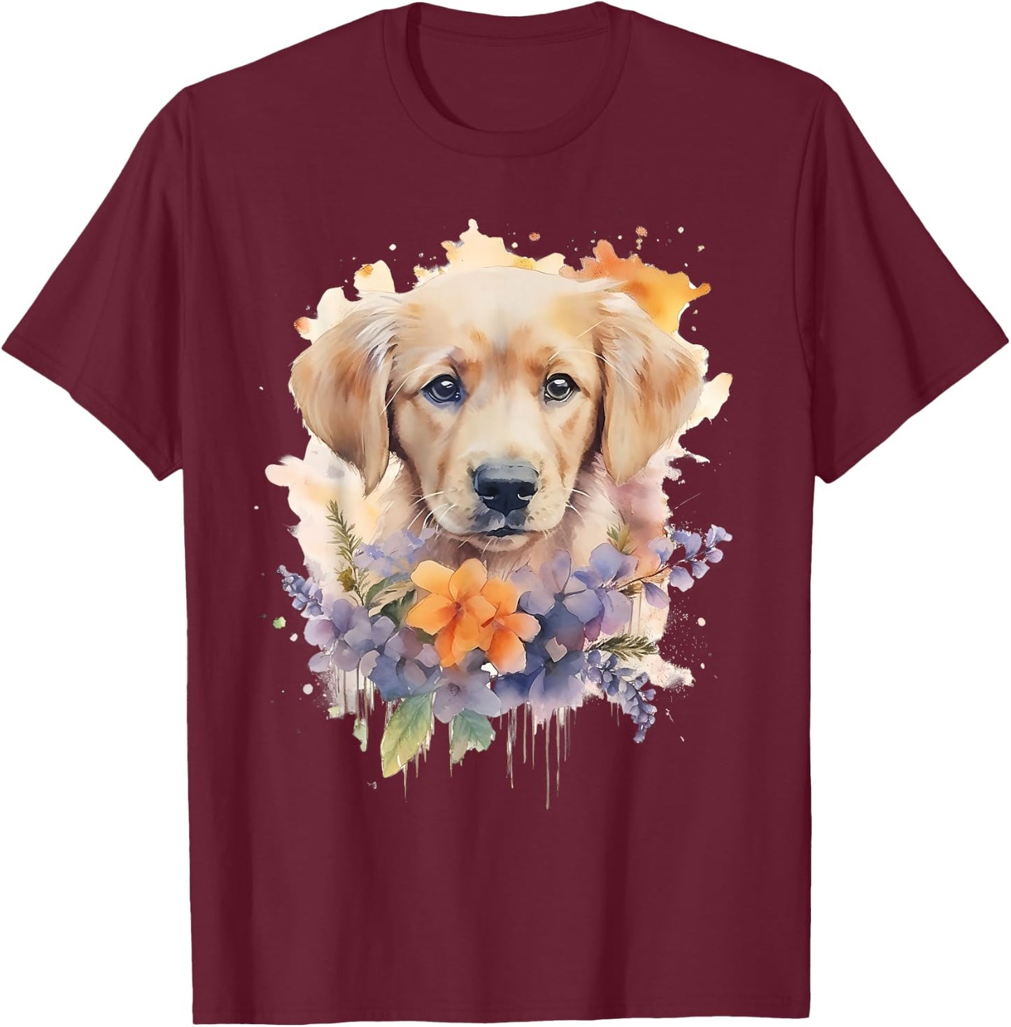 Watercolor Labrador Labbi T-Shirt - T-Shirt | Maroon