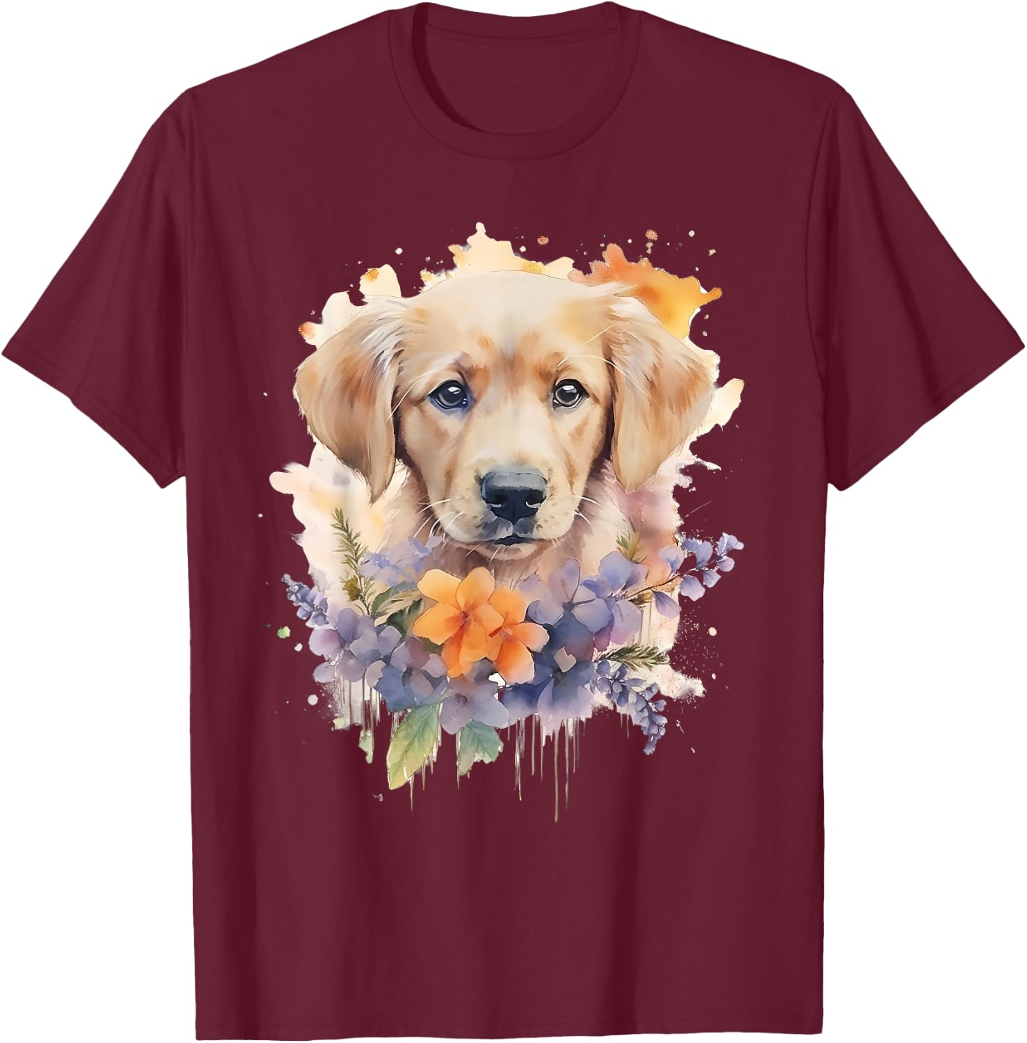 Watercolor Labrador Labbi T-Shirt - T-Shirt | Maroon
