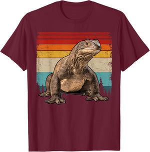 Vintage Distressed Retro Style Cool Komodo Dragon T-Shirt - T-Shirt | Maroon