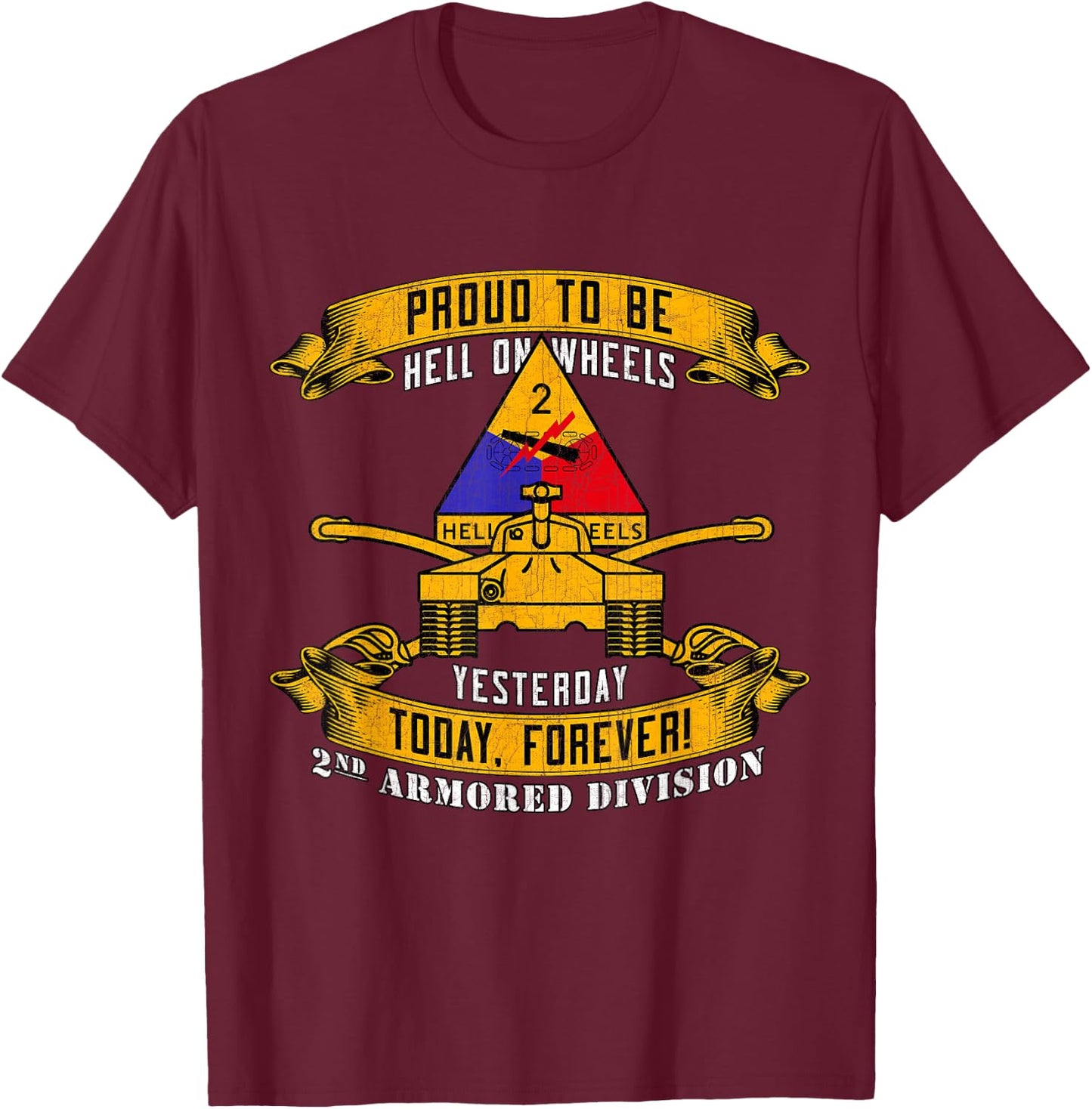 2nd Armored Division 2nd AD Veteran Fort Hood T-Shirt - T-Shirt | Maroon