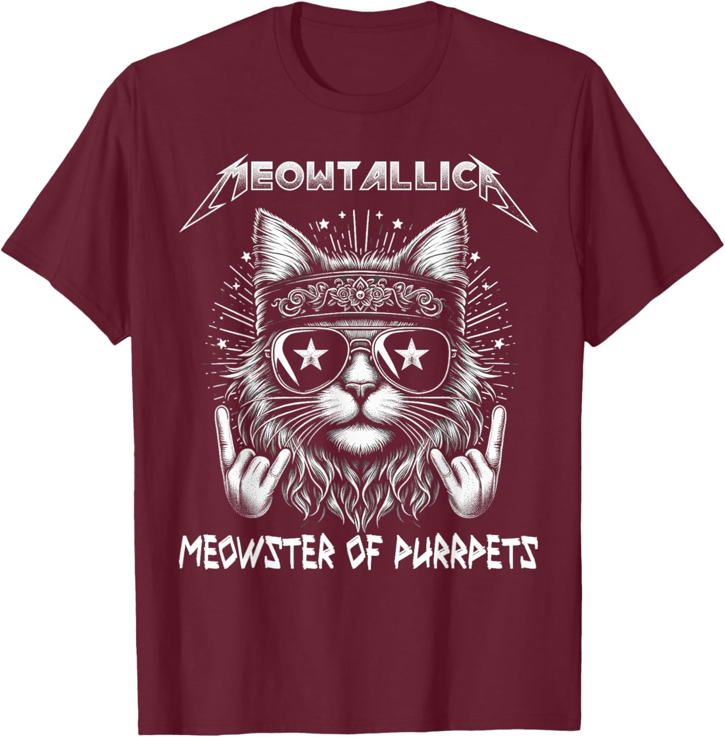 Meowtallica Meowster Of Purrpets - Funny Cat Women Kids T-Shirt - T-Shirt | Maroon